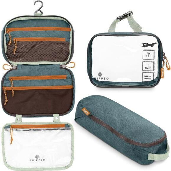 Travel Toiletry Bag Set TSA Approved Hanging Makeup Organizer Pouch Kit - Picture 1 of 7